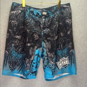 MMA Elite Y2K Fighting Lion Tattoo Print Shorts